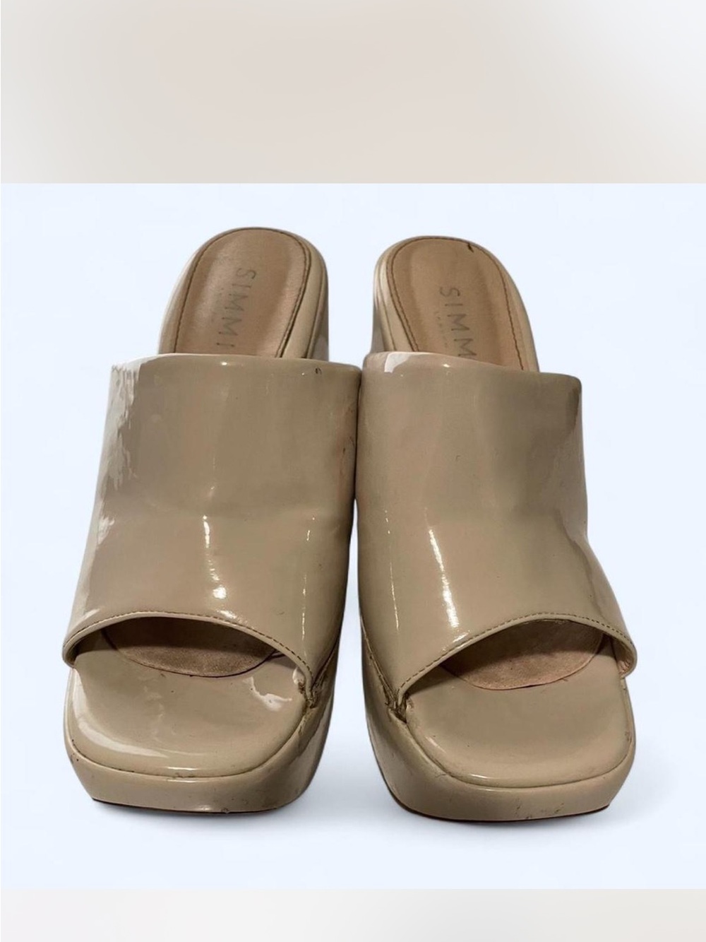 Nude Platform Wedge Slide Sandals size 11